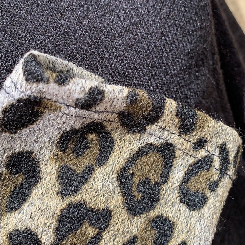 Black Leopard Animal Print Cowl Neck Knit Top - Picture 7 of 9